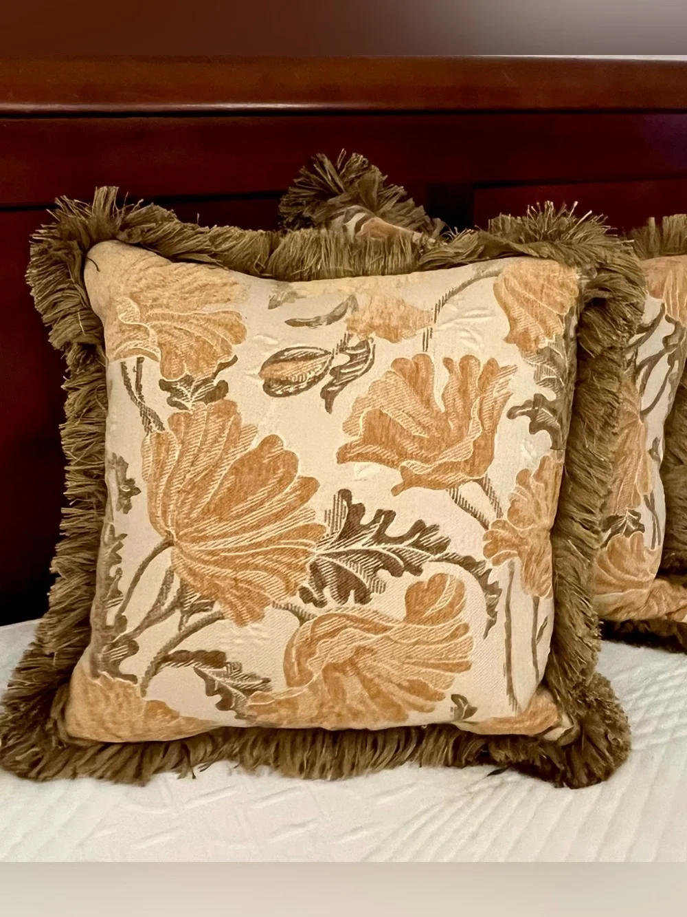 Arhaus Reversible Tapestry & Chenille Fringe Throw Pillows w/ Down Inserts - Set - Picture 15 of 16